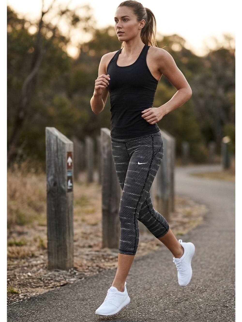 Nike Black Leggings with White Dot Print